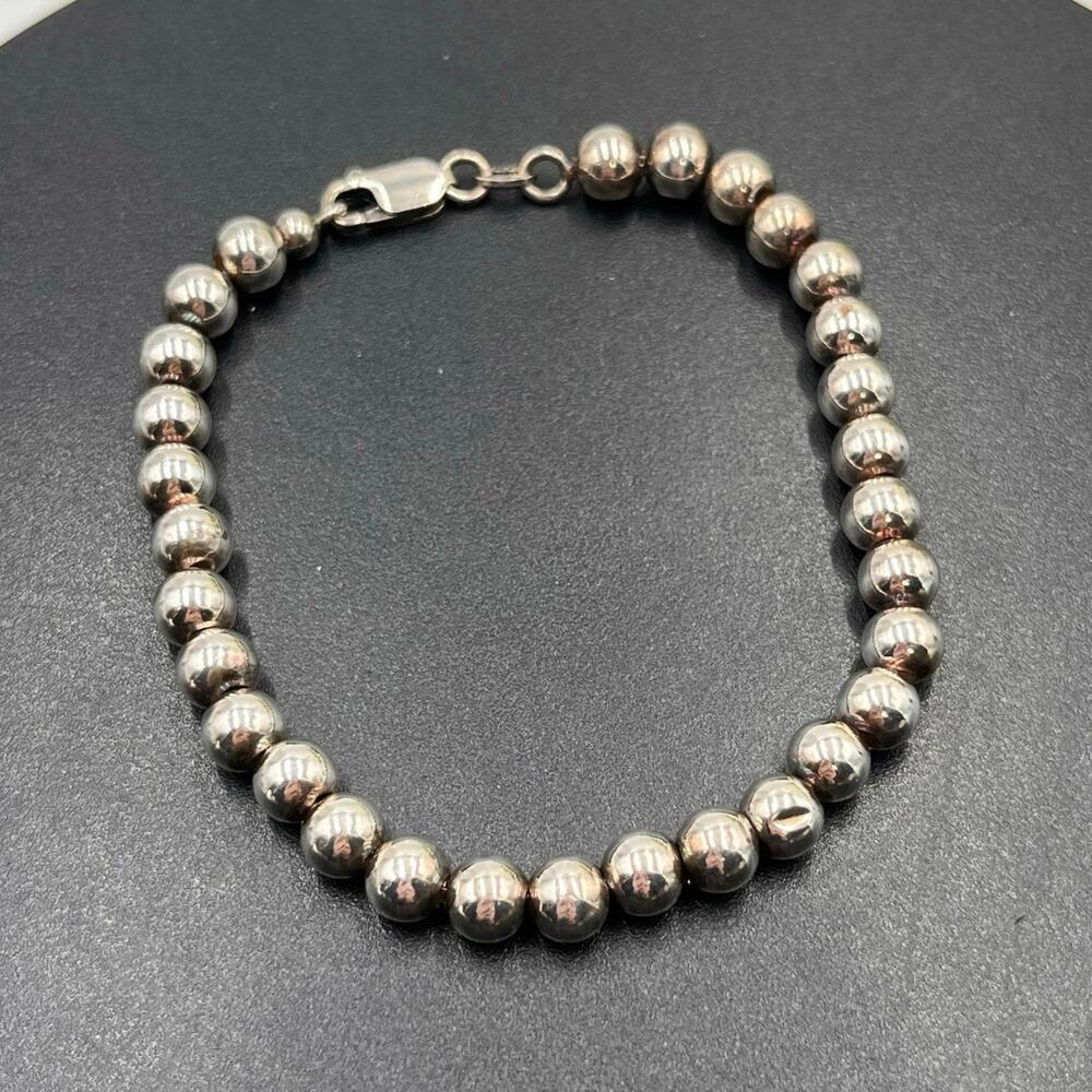 KARIZMA SPA KA 1722 Italy Sterling Silver 925 Beaded 5mm Ball Bracelet 7.5”